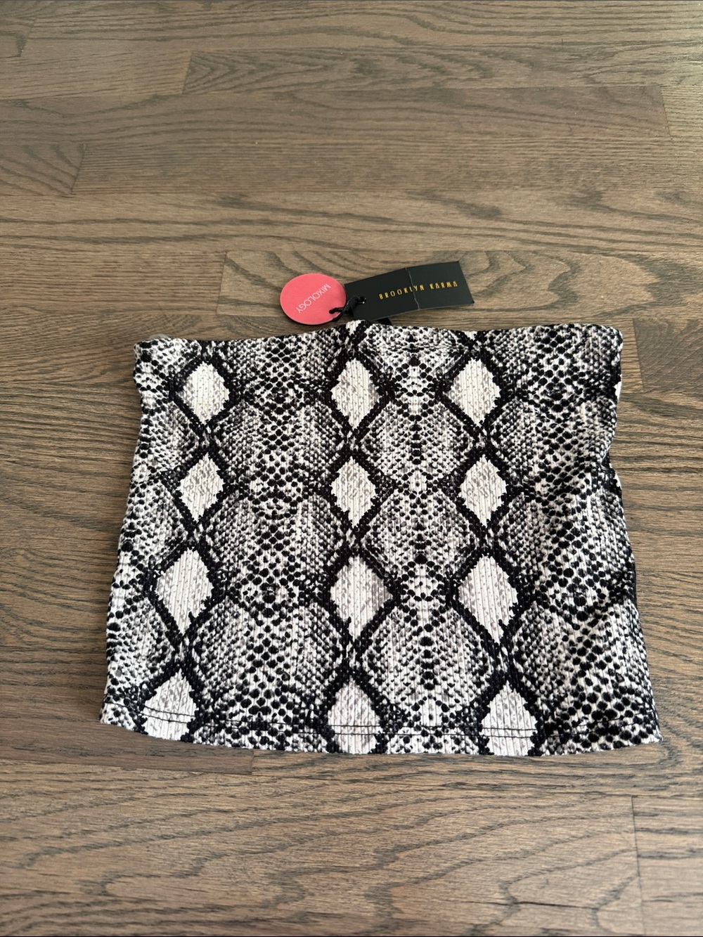 Brooklyn Karma Black & White Snake Print Strapless Crop Top, new with tags.